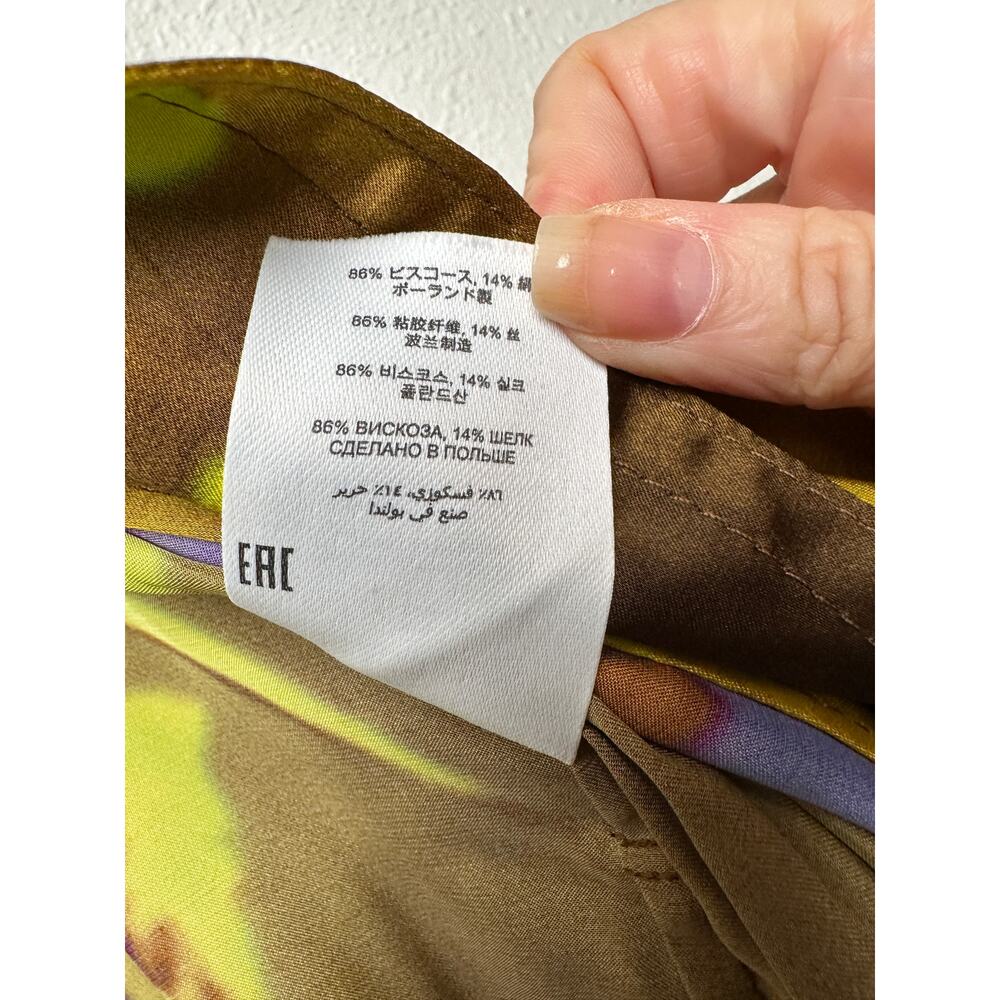 Dries Van Noten floral satin trench coat yellow women US 8 double-breasted - Picture 11 of 15